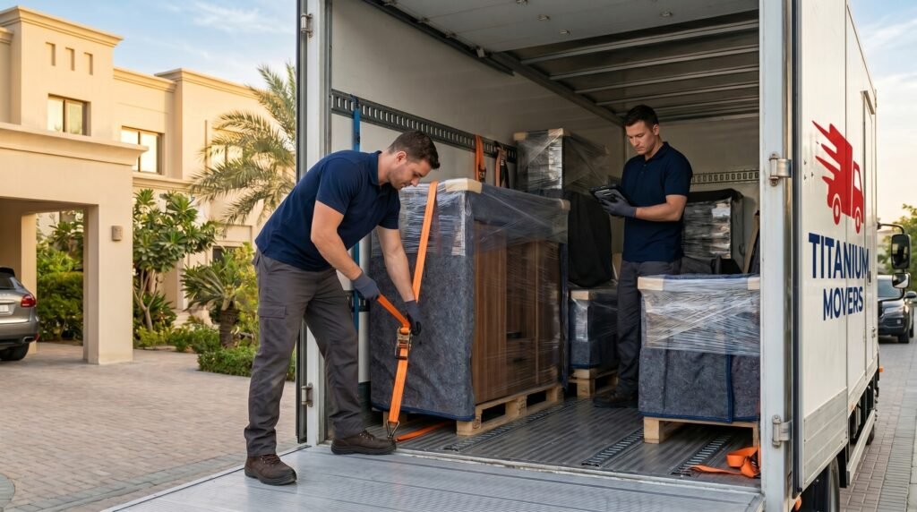 moving truck in a residential area.